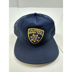 Vintage California Highway Patrol CHP Hat Men Blue Snapback Trucker Cap